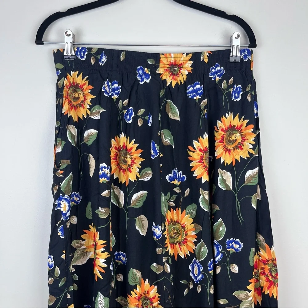 Vintage 90s Maxi Skirt Medium Sunflower Fairy Grunge Cottagecore Button Front - Picture 4 of 9